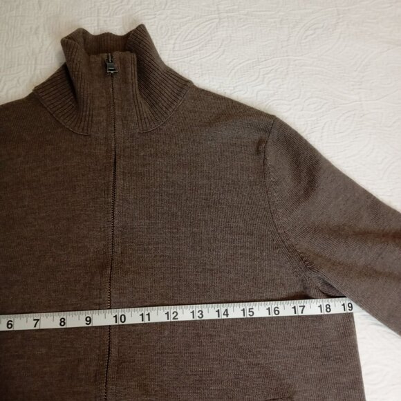 Banana Republic Cardigan Extra Fine Merino Wool Zip-Up Sweater Small Brown Mens - Picture 9 of 10